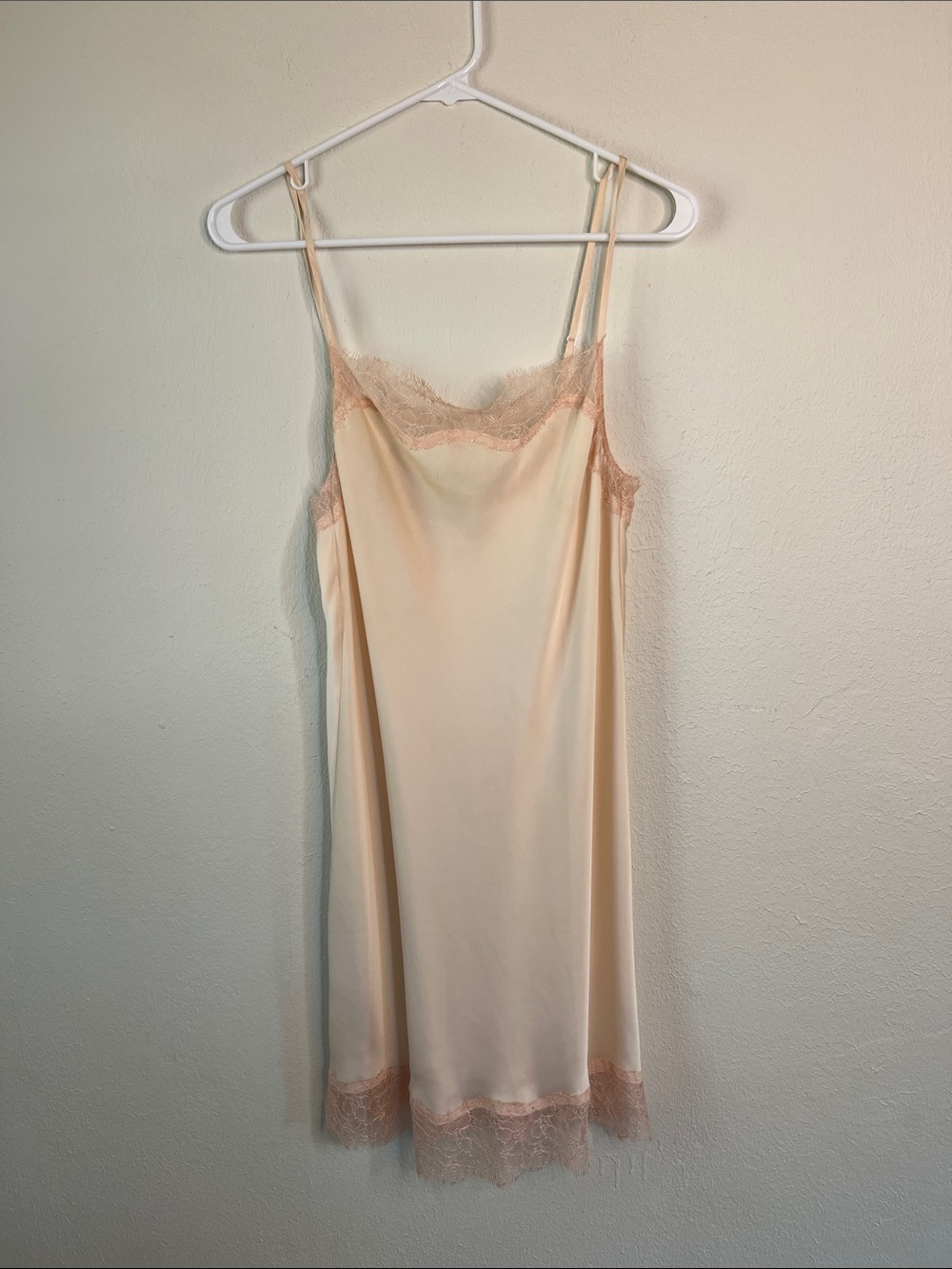 Silky Lace-Trim Slip Dress in Blush